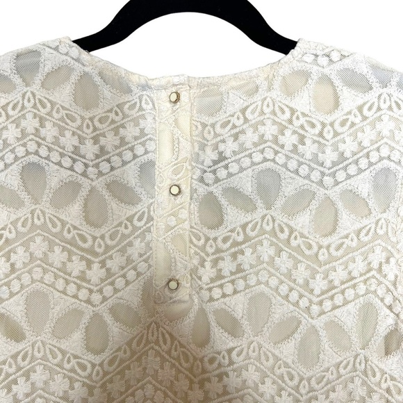 ZARA Womens Cream Lace Short Sleeve Shift Dress - Picture 7 of 11